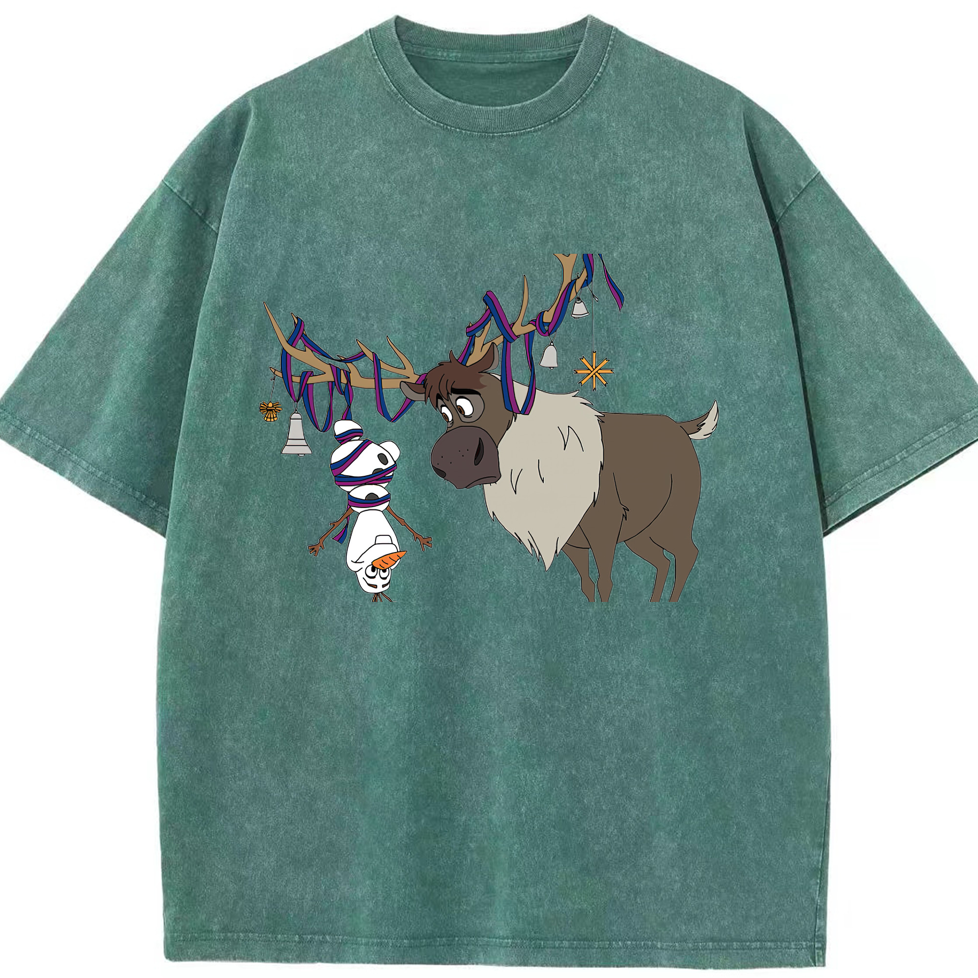 （画像用） アナと雪の女王 アンナ エルサ Frozen Anna Elsa 綿100% ヴィンテージ風 半袖Tシャツ（フロントプリント）